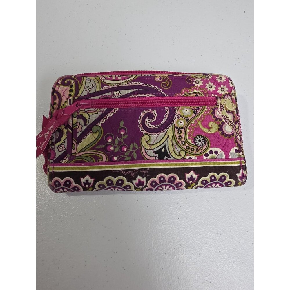Vera Bradley Wallet Womens Pink Purple Floral Zip Around Organizer Clutch Purse - Picture 6 of 7